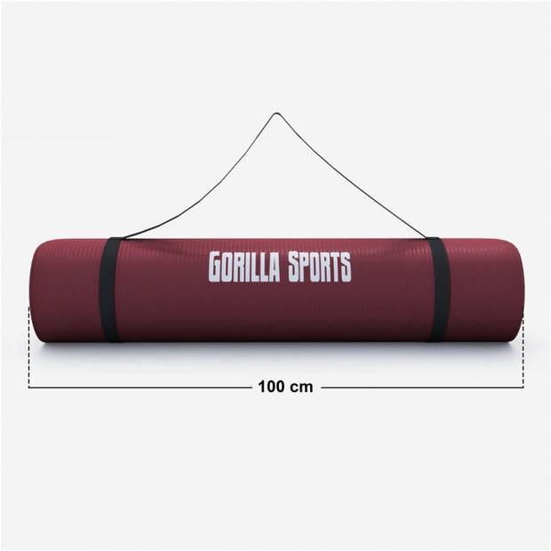 Gorilla Sports Yogamat Deluxe - Robijn - 190 x 100 x 1,5 cm- Yoga Mat