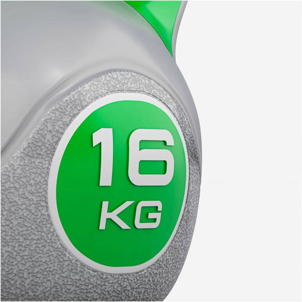 Gorilla Sports Kettlebell Trendy - Kunststof - 16 kg - Grijs - Groen