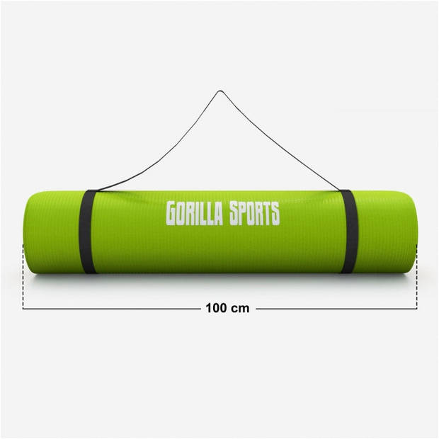 Gorilla Sports Yogamat Deluxe (190 x 100 x 1,5 cm) - Yoga Mat - limegroen