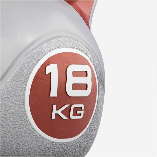 Gorilla Sports Kettlebell Trendy - Kunststof - 18 kg - Grijs - Rood