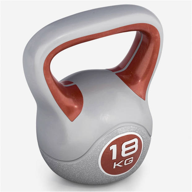 Gorilla Sports Kettlebell Trendy - Kunststof - 18 kg - Grijs - Rood