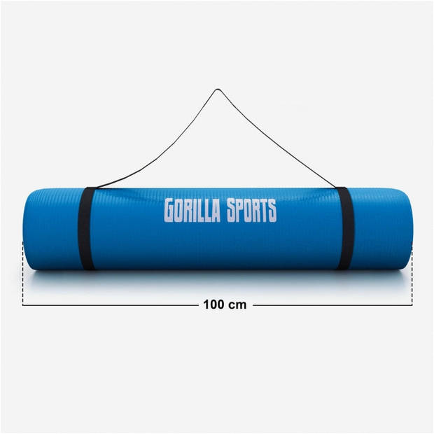 Gorilla Sports Yogamat Deluxe - Blauw 190 x 100 x 1,5 cm - Yoga Mat