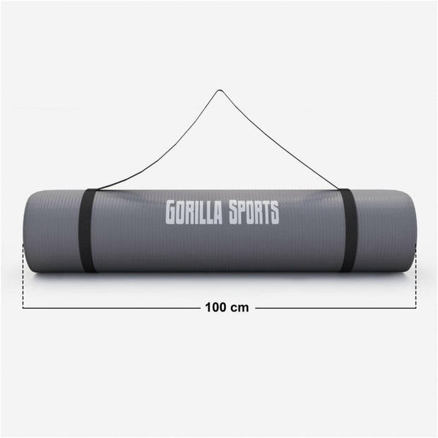 Gorilla Sports Yogamat Deluxe (190 x 100 x 1,5 cm) - Yoga Mat - grijs