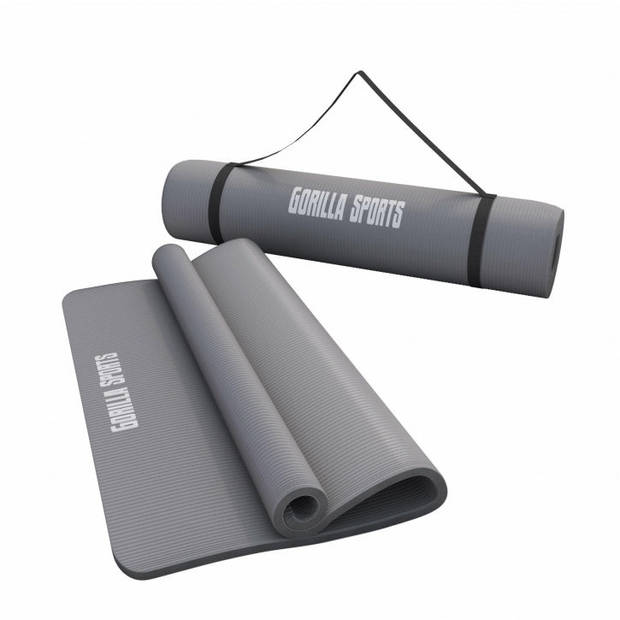 Gorilla Sports Yogamat Deluxe (190 x 100 x 1,5 cm) - Yoga Mat - grijs