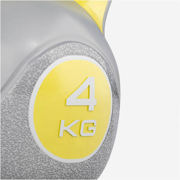 Gorilla Sports Kettlebell Trendy - Kunststof - 4 kg - Grijs - Geel