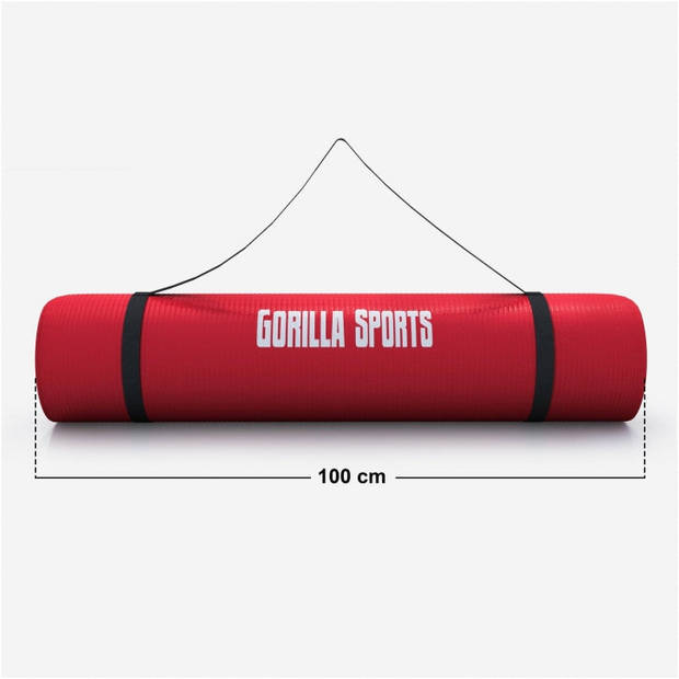 Gorilla Sports Yogamat Deluxe (190 x 100 x 1,5 cm) - Yoga Mat - rood