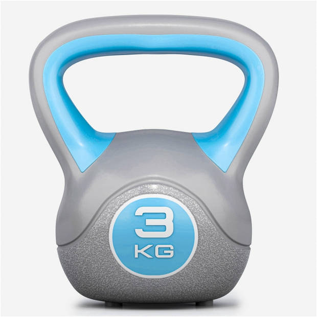 Gorilla Sports Kettlebell Trendy - Kunststof - 3 kg - Grijs - Blauw