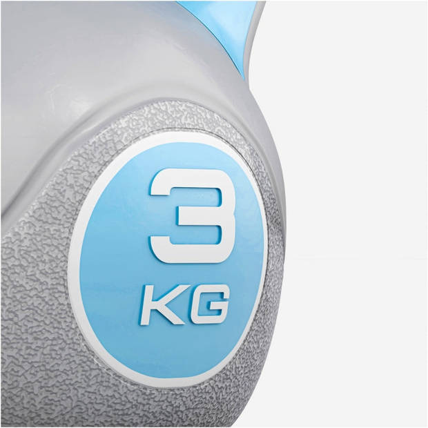 Gorilla Sports Kettlebell Trendy - Kunststof - 3 kg - Grijs - Blauw