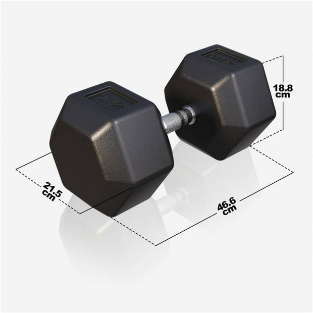 Gorilla Sports Dumbbell - 1 x 42,5 kg - Gietijzer - Hexagon - Halter