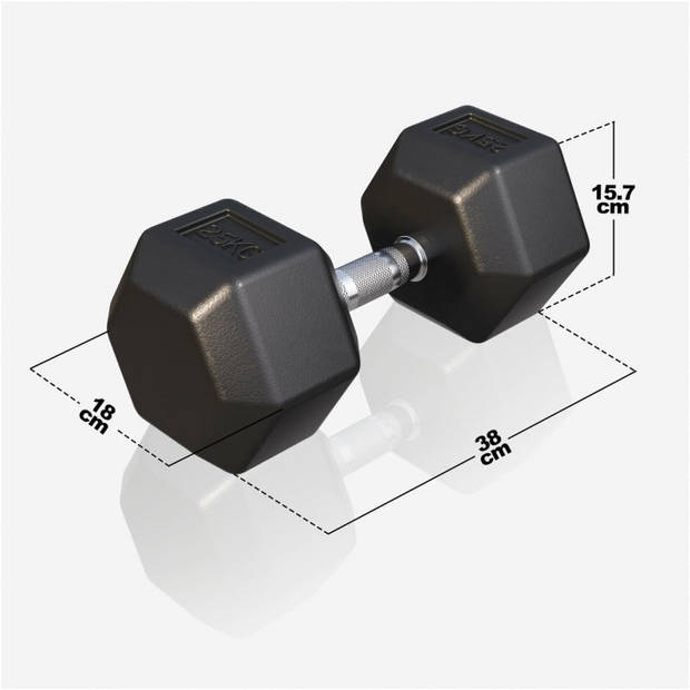 Gorilla Sports Dumbbell - 1 x 25 kg - Gietijzer - Hexagon - Halter