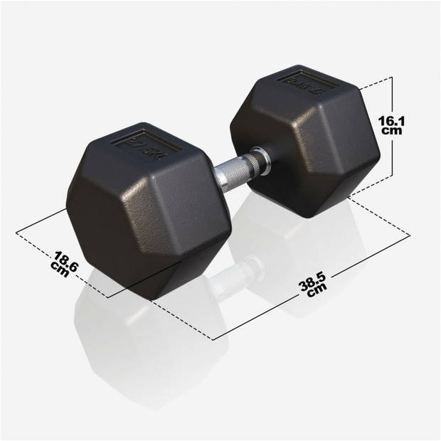 Gorilla Sports Dumbbell - 1 x 27,5 kg - Gietijzer - Hexagon - Halter