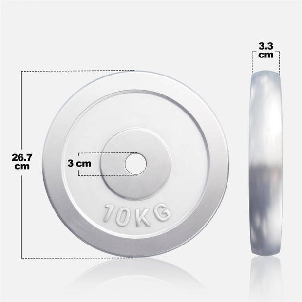 Gorilla Sports Gewichtsschijf - Halterschijf - 10 kg - Chroom - 30 mm