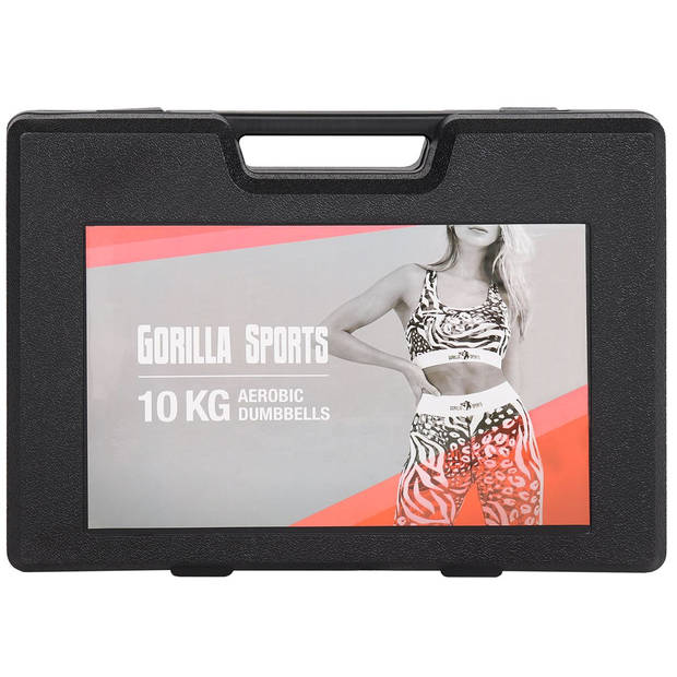 Gorilla Sports Aerobics Set 10 kg Inclusief Koffer en 8 Gewichten