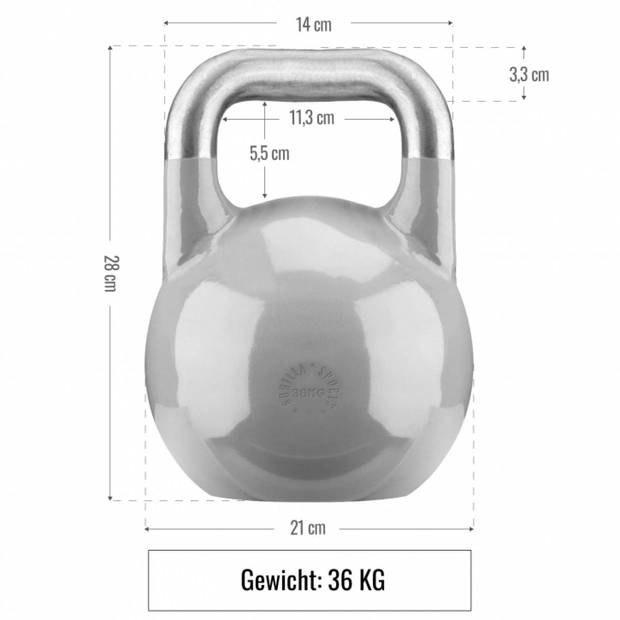 Gorilla Sports Kettlebell - Competitie Kettlebell - 36 kg - Staal
