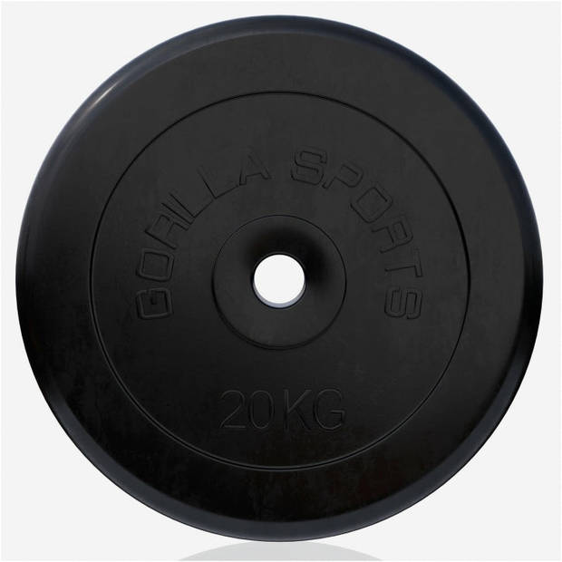 Gorilla Sports Halterschijf - 20 kg - Gietijzer - Rubber - 30 mm