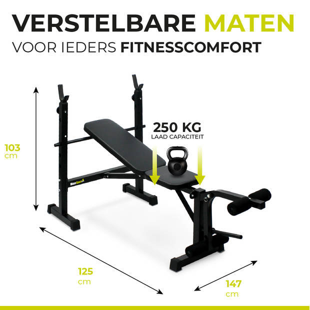 MaxxSport Halterbank - Weight Bench - verstelbaar en inklapbaar - 147 x 125 x 103 cm