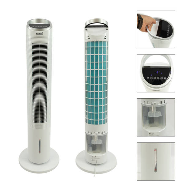 MaxxHome FT-100 Torenventilator - Ventilator met Koelfunctie - Bevochtiger - 3in1 - 60 Watt