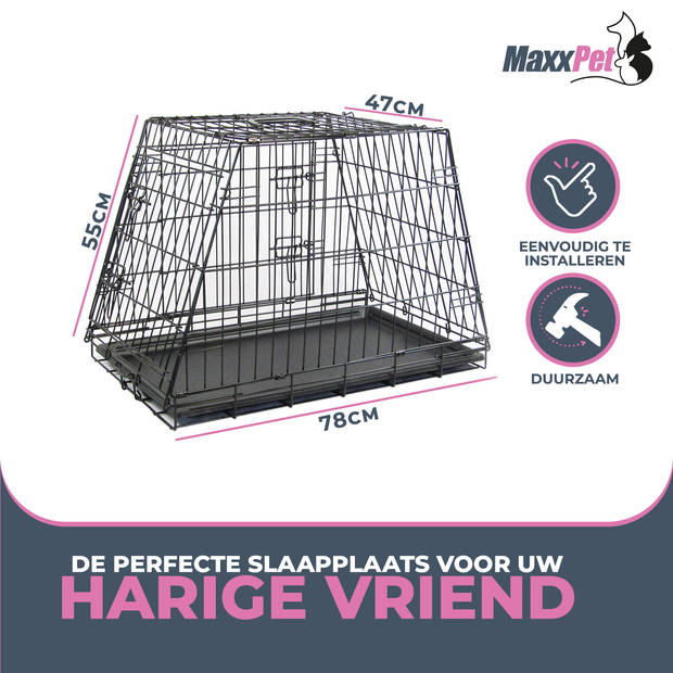 MaxxPet Hondenbench - Bench - Bench voor honden - Autobench - Hondenbench Opvouwbaar - 78 x 47 x 55 - Zwart