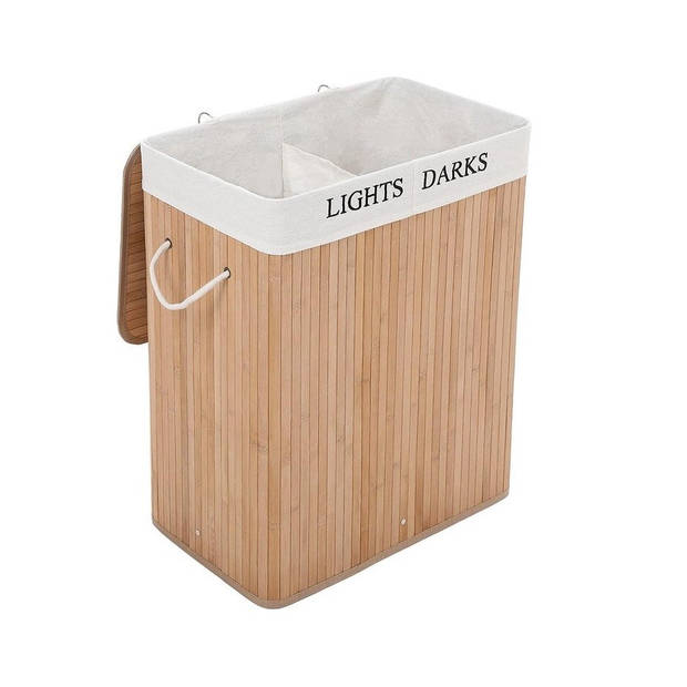 iBella Living bamboe wasmand wassorteerder met 2 zakken inhoud 100 Liter