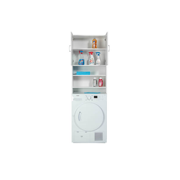 Arconati badkamerkast voor wasmachine 2 deuren, 2 open vakken wit.