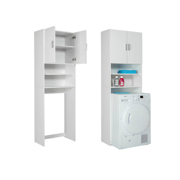Arconati badkamerkast voor wasmachine 2 deuren, 2 open vakken wit.