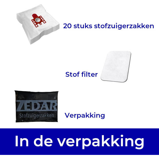 Stofzuigerzakken geschikt voor Miele FJM Compact C1 / C2 complete C1 - van Zedar®- 20 stuks