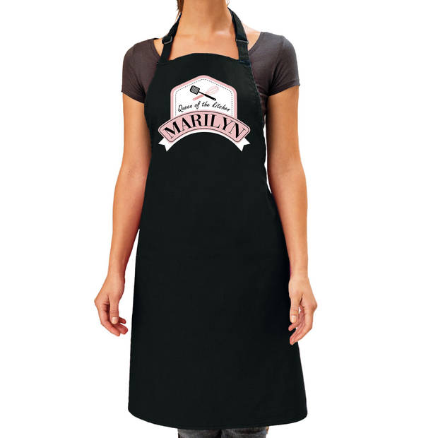 Queen of the kitchen Marilyn keukenschort/ barbecue schort zwart voor dames - Feestschorten