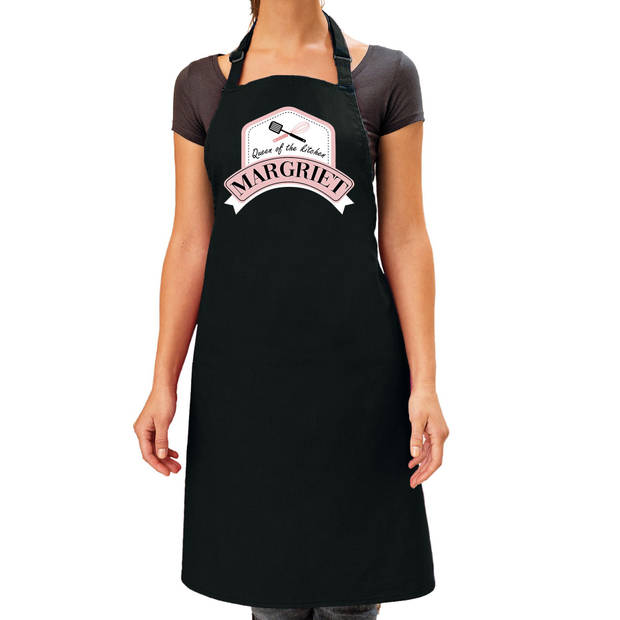 Queen of the kitchen Margriet keukenschort/ barbecue schort zwart voor dames - Feestschorten