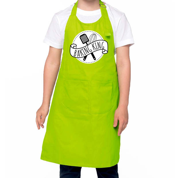Baking King bak keukenschort/ kinderschort groen voor jongens - Bakken met kinderen - Feestschorten