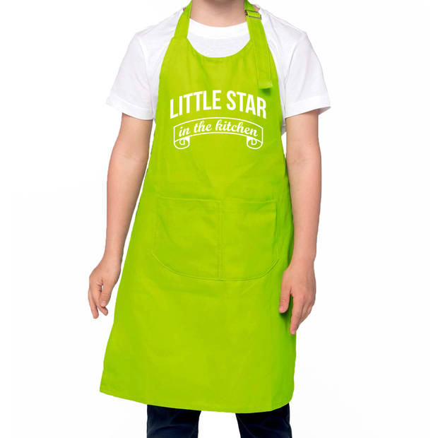 Little star in the kitchen Keukenschort kinderen/ kinder schort groen voor jongens en meisjes - Feestschorten