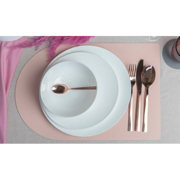 Jay Hill Placemat - Vegan leer - Grijs / Roze - Bread - dubbelzijdig - 44 x 30 cm