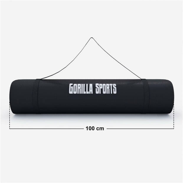 Gorilla Sports Yogamat Deluxe (190 x 100 x 1,5 cm) - Yoga Mat - zwart