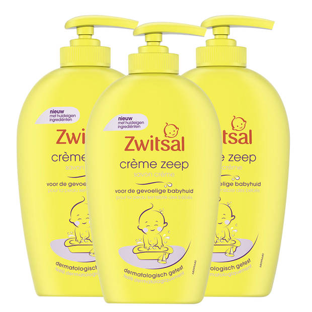 Zwitsal - Zeep Creme - 3 x 250ml - met pompje - Voordeelpack