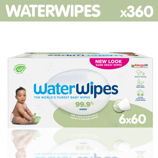 Waterwipes - Snoetenpoetser Soapberry - 6 x 60 Babydoekjes - 99,9% water *Plastic Vrij