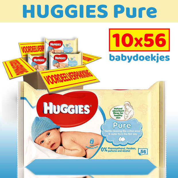 Huggies - Pure - Billendoekjes - 560 babydoekjes - 10 x 56