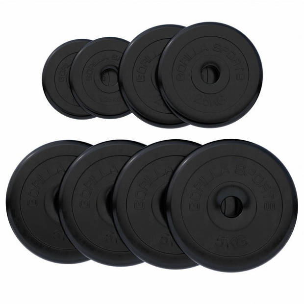 Gorilla Sports Halterschijven Set - Bundel - 27,5 kg (4 x 5 kg, 2 x 2,5 kg & 2 x 1,25 kg) - Rubber - 30 mm