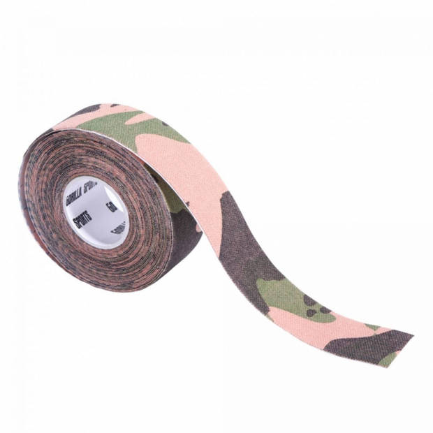 Gorilla Sports kinesiotape - Kinesiologie tape - 2,5 cm breed - 1 rol - groen camouflage