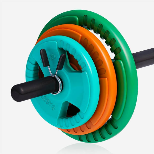 Gorilla Sports Aerobic Halterset 20 kg - Gripper Gietijzer - Halterstang Met 6 Gewichten