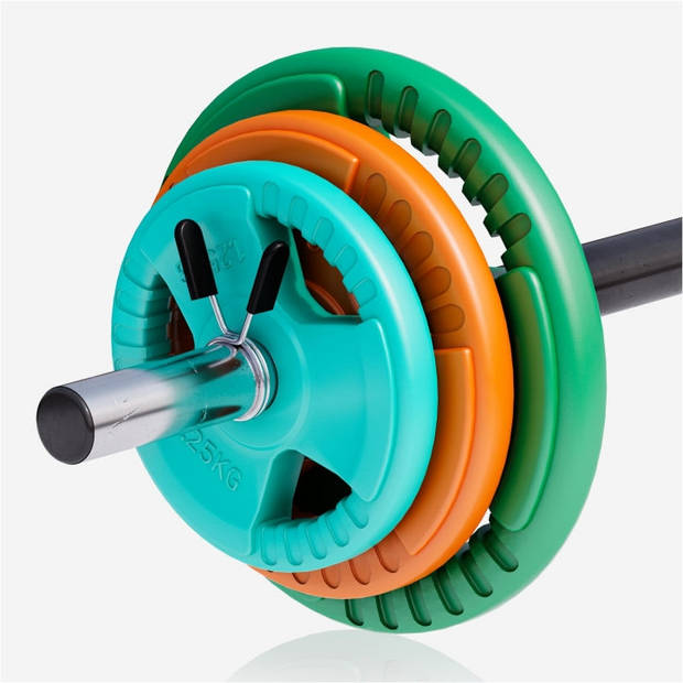 Gorilla Sports Aerobic Halterset 19,3 kg - Gripper Gietijzer - Halterstang Met 6 Gewichten