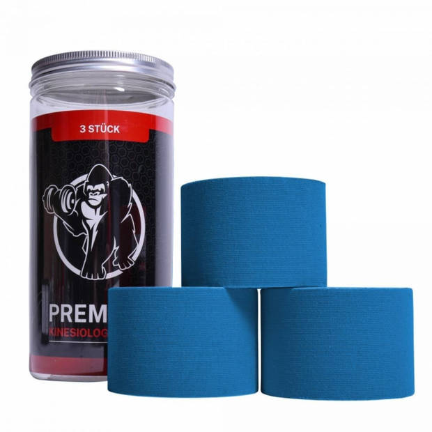 Gorilla Sports Kinesiologie tape - 5 cm breed - 3 rollen - blauw
