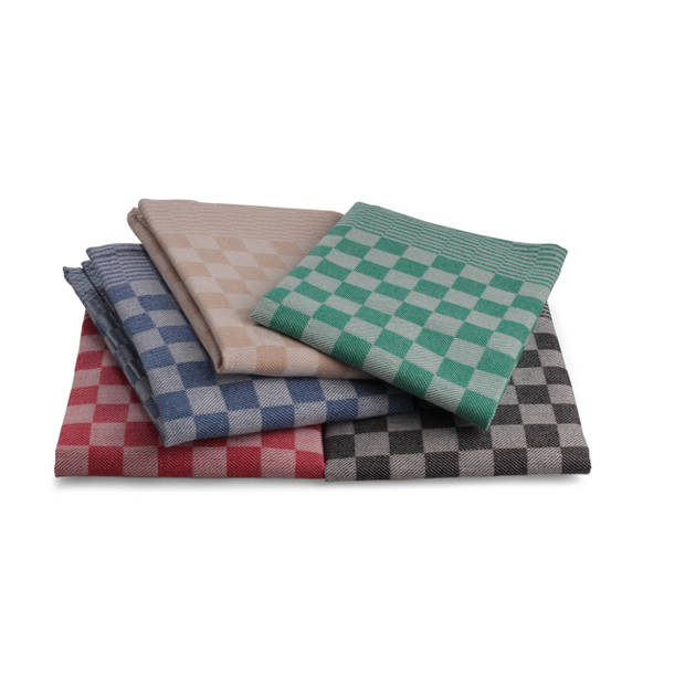 Luxe theedoeken Set - 36 stuks - 50x70 - 6 kleuren - blokpatroon - geblokt - horeca ruit