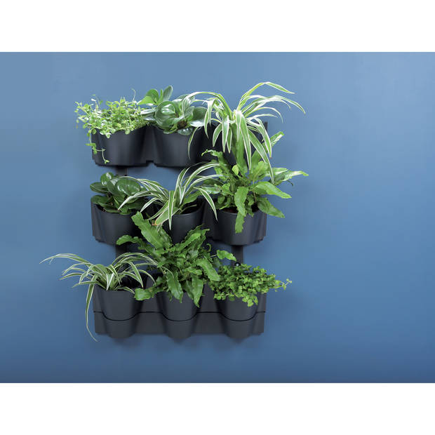 Prosperplast Plantenpotten - modulair - antraciet - L67 x B18 x H57cm - Plantenpotten