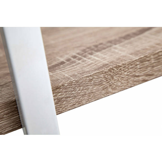 Wandkast Stoer metaal hout industrieel design open boekenkast 140 cm hoog wit