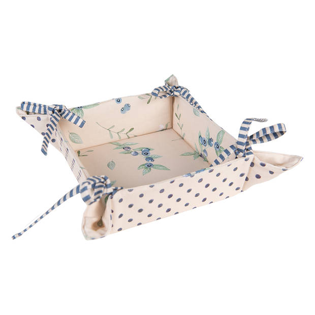 Clayre & Eef Broodmand 35x35x8 cm Beige Blauw Katoen Bosbessen Cadeau keuken Beige Cadeau keuken