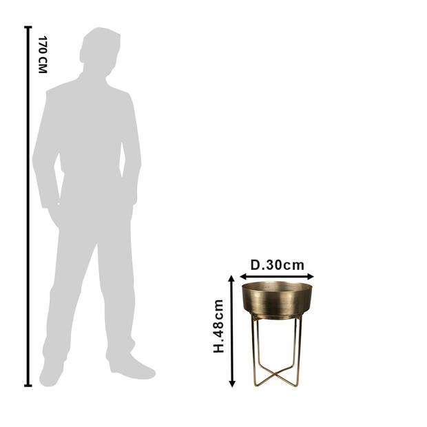 Clayre & Eef Bloempot Ø 30x48 cm Goudkleurig Ijzer Plantenstandaard Goudkleurig Plantenstandaard
