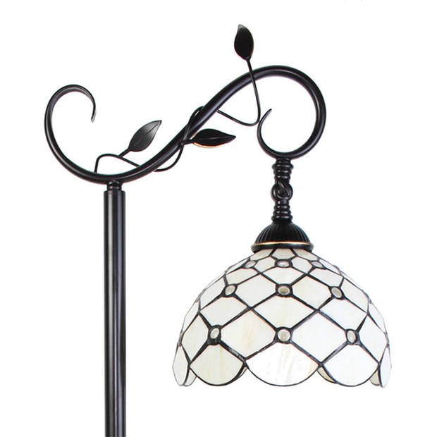 LumiLamp Tiffany Vloerlamp 152 cm Bruin Beige Glas Staande Lamp Bruin Staande Lamp