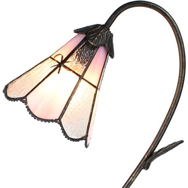 LumiLamp Tiffany Tafellamp 48 cm Bruin Roze Glas Tiffany Bureaulamp Bruin Tiffany Bureaulamp