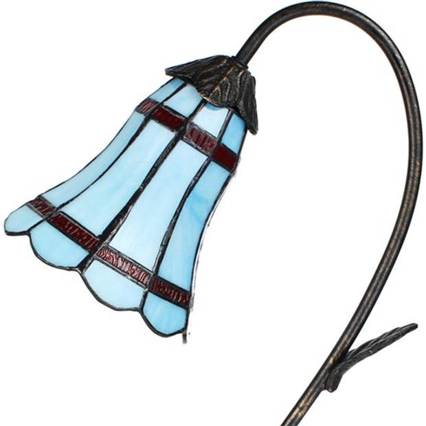 LumiLamp Tiffany Tafellamp 48 cm Blauw Glas Tiffany Bureaulamp Bruin Tiffany Bureaulamp