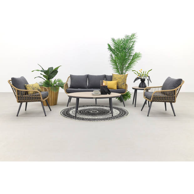 Garden Impressions Margriet stoel-bank loungeset - Natural/Grey