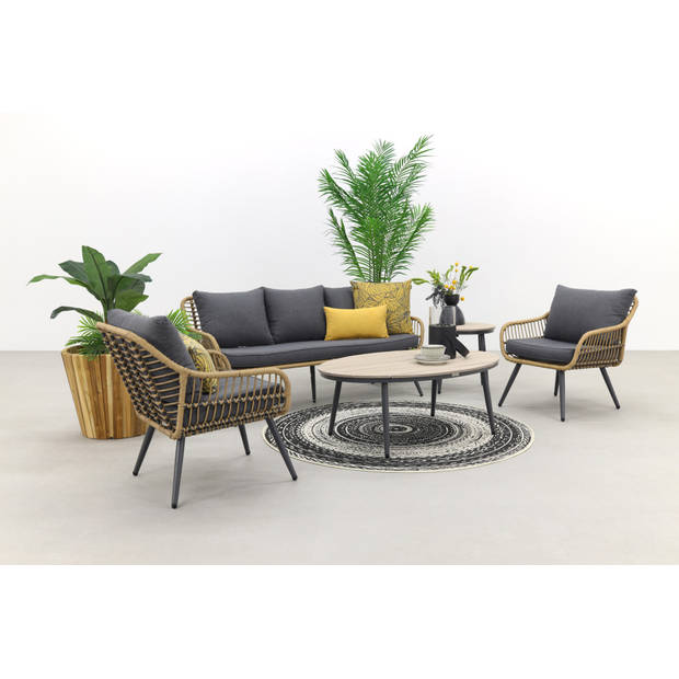 Garden Impressions Margriet stoel-bank loungeset - Natural/Grey